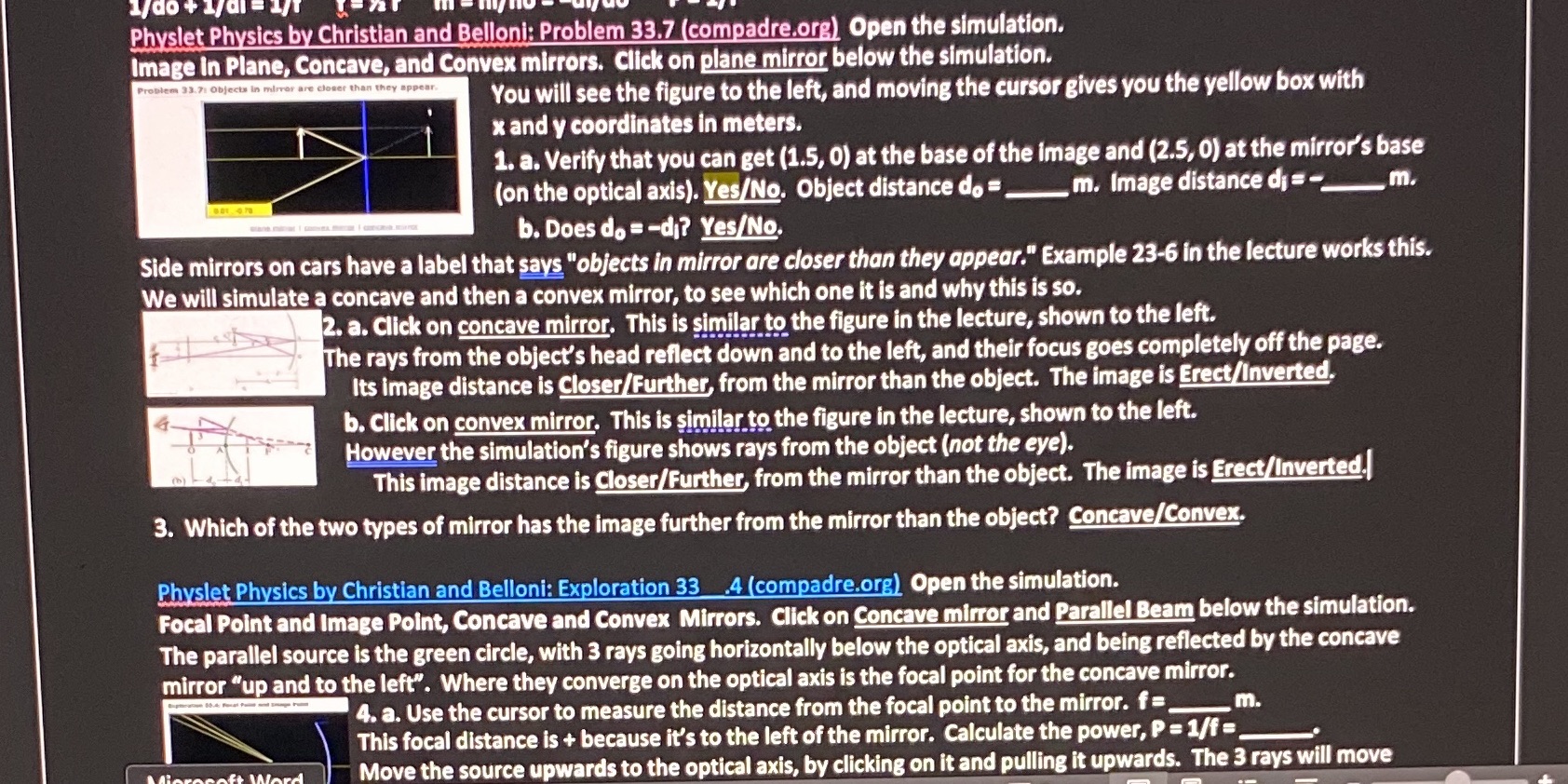  1/do + 1/di = 1/t Ent Physlet Physics by Christian and
