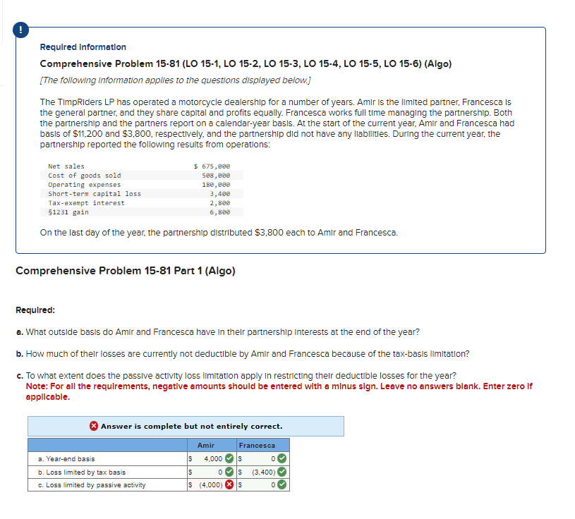 15-4, LO 15-5, LO 15-6)(Algo) [The following information applles to the questions