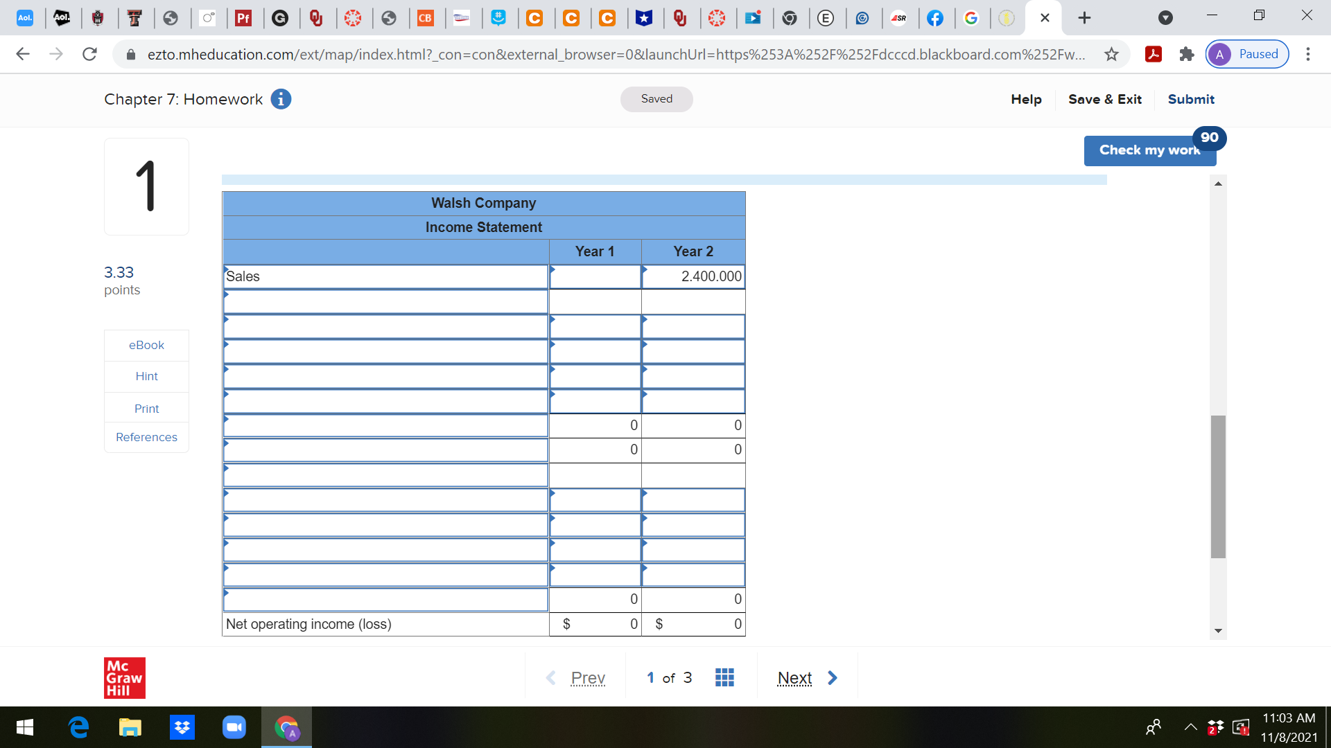 to 2 decimal places. Hint Year 1 Year 2 Print Variable costing
