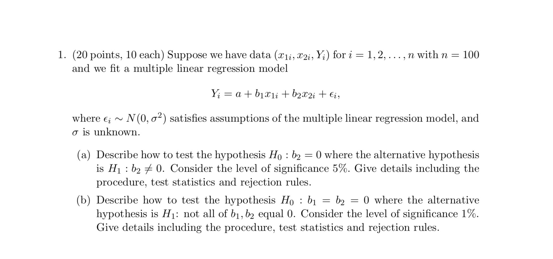 Can u help me solve this question? 1. (20 points, 10 each)