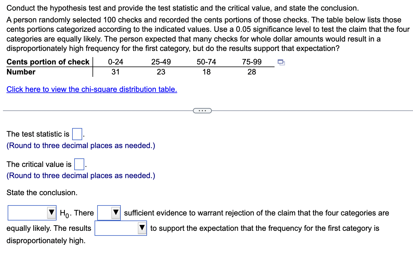 Chi-square distribution table Area to the Right of the Critical Value Degrees