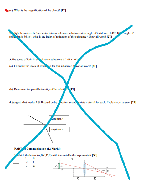 Answer questions marked in red. Use last page titled reference material