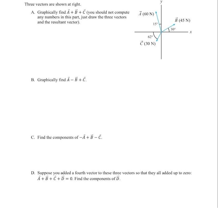 Three vectors are shown at right. A. Graphically find A +