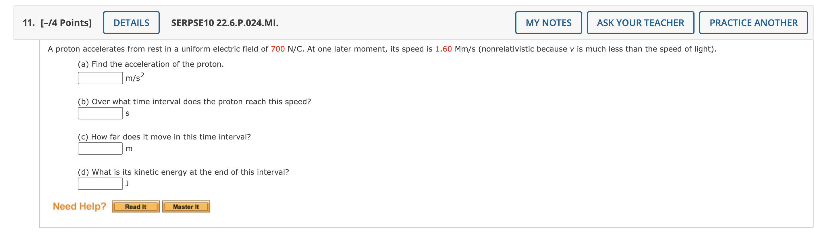  11. [-/4 Points] SERPSE10 22.6.P.024.MI. ASK YOUR TEACHER PRACTICE ANOTHER A