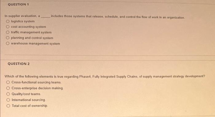 O cost accounting system O traffic management system O planning and control