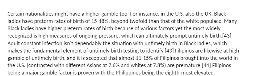 the U.S. also the UK, Black ladies have preterm rates of birth