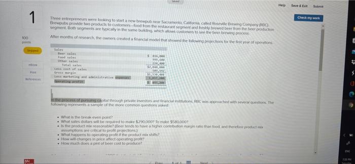  Save & Exit Suomet 1 Check my work Thet entrepreneurs were