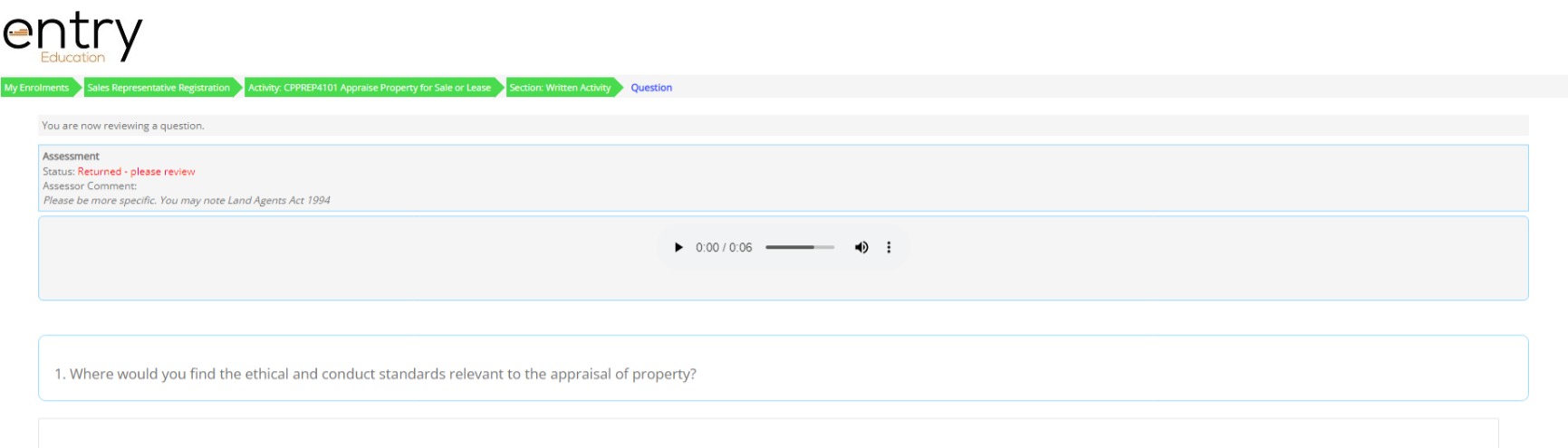 Sale or Lease Section: Written Activity Question You are now reviewing a
