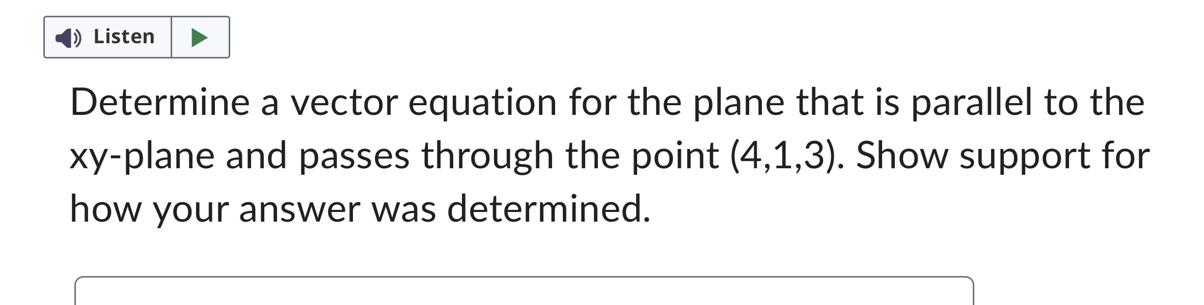 1)) Listen u Determine a vector equation for the plane that