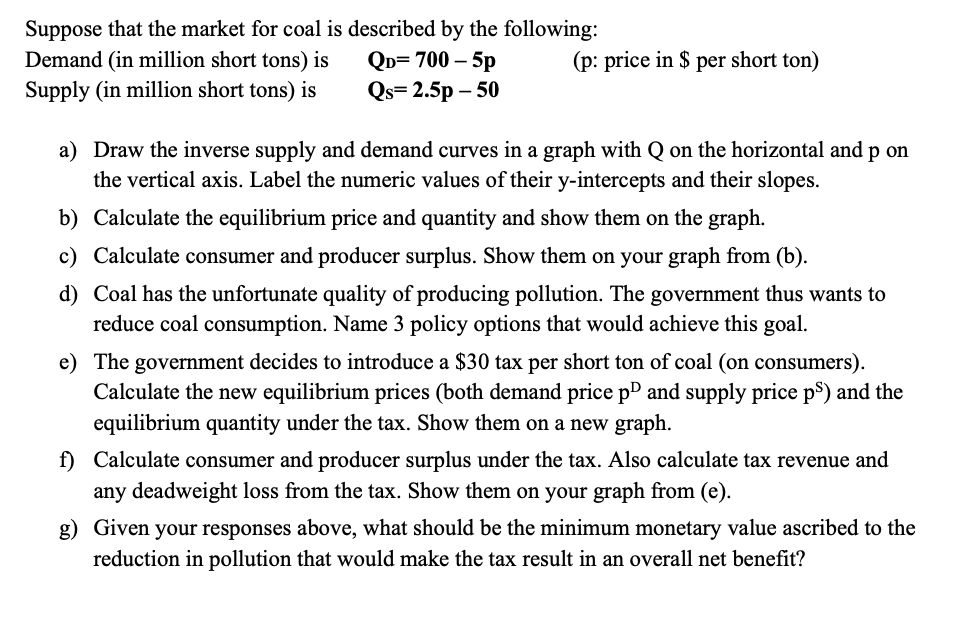 Any help on this would be appreciated ! Suppose that the market