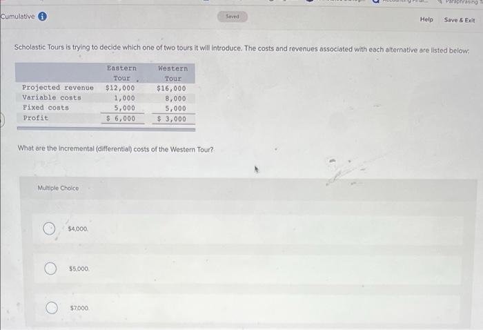 to decide which one of two tours it will introduce. The costs