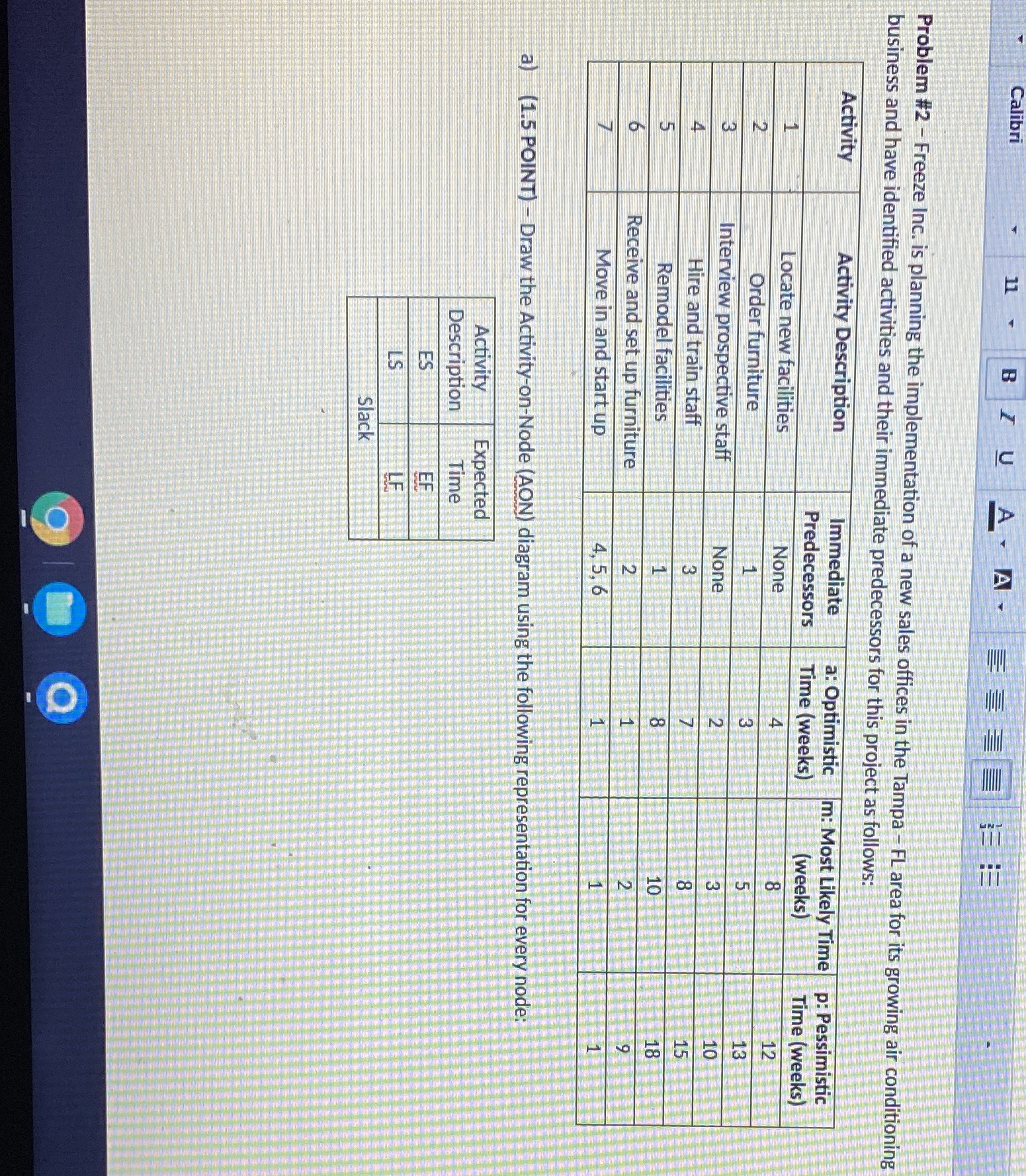 I U A . Problem #2 - Freeze Inc. is planning