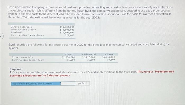 to a variety of clients. Glven that each construction job is different