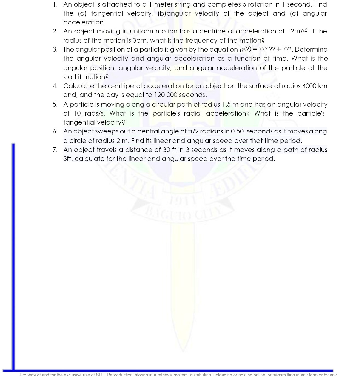 completes 5 rotation in 1 second. Find the (a) tangential velocity, (b)angular