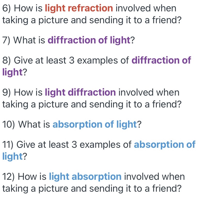 6) How is light refraction involved when taking a picture and