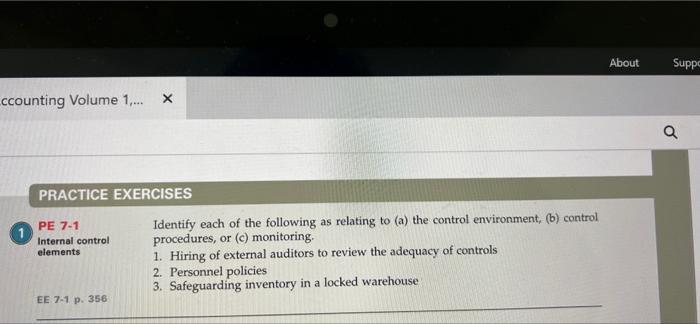  About Suppo ccounting Volume 1,... X a PRACTICE EXERCISES PE 7-1