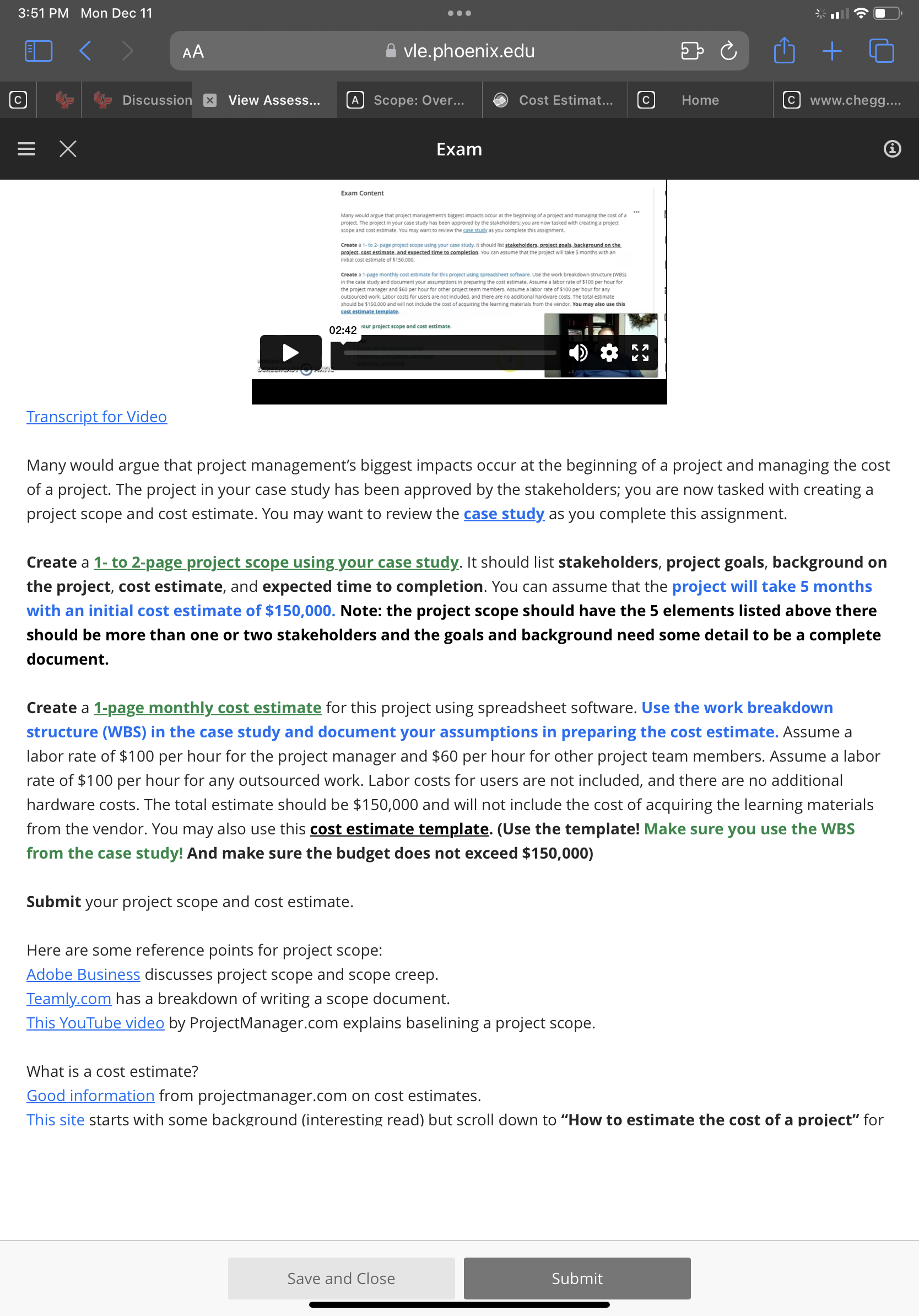 Transcript for Video Many would argue that project management's biggest impacts