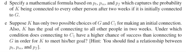 which captures the probability of K being connected to every other person