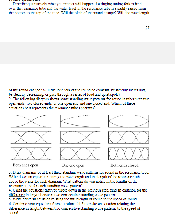 tuning fork is held over the resonance tube and the water level