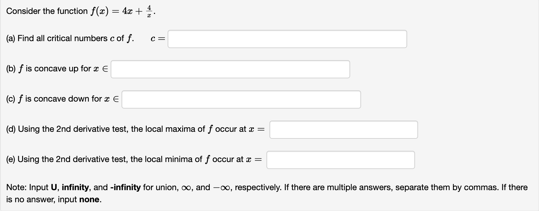 a: = 4. (iii) The function attains a local maximum v at