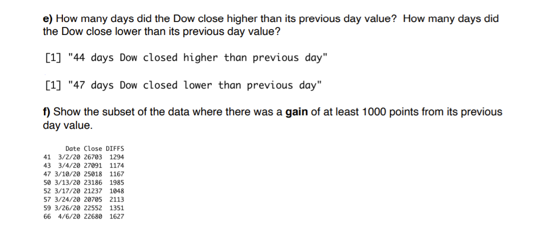  Initialize the Dow Jones Industrials daily closing data, dow, using the
