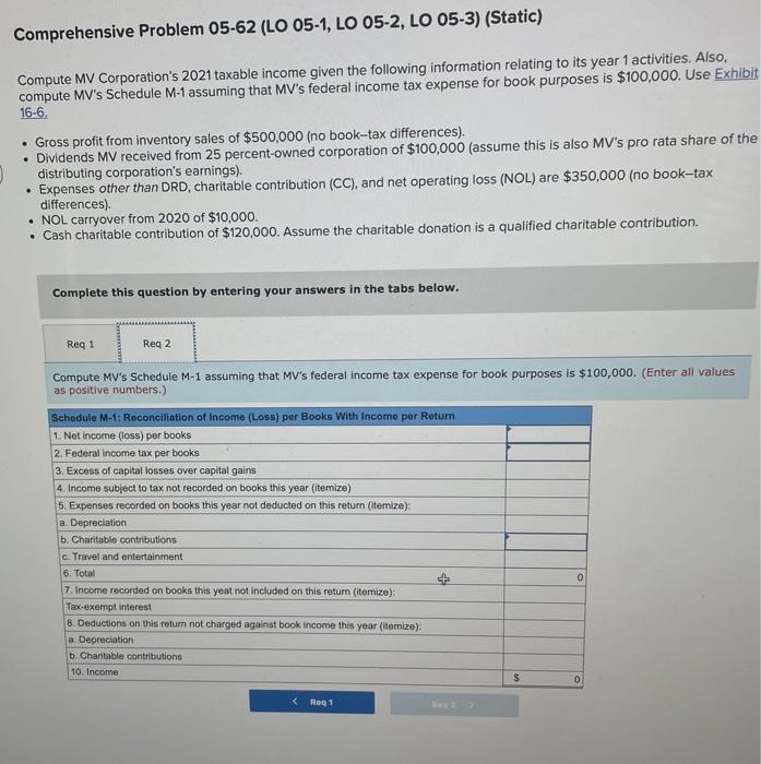 income tax expense for book purposes is $100,000. Use Exhibi 16-6. .