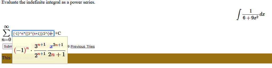 Tries (-1)" on+1 2n +1 This discussionf ( 1 ) ( a