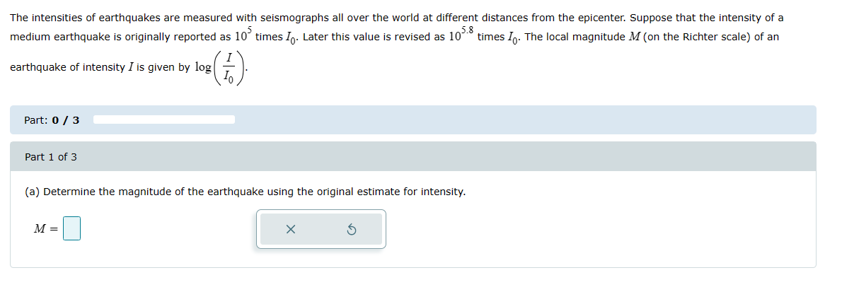 asymptote. Part: 0 / 3 Part 1 of 3 (a) Use transformations