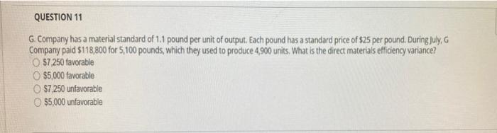 per unit of output. Each pound has a standard price of $25