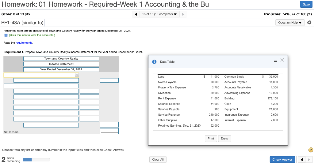  Homework: 01 Homework - Required-Week 1 Accounting & the Bu Save