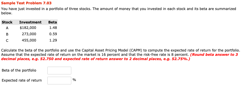 How to get the finance question answers? Thank You! Sample Test Problem