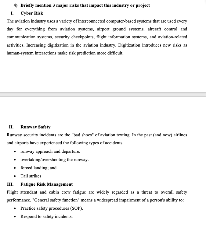 done in aviation industryb ) Please I need to know the following