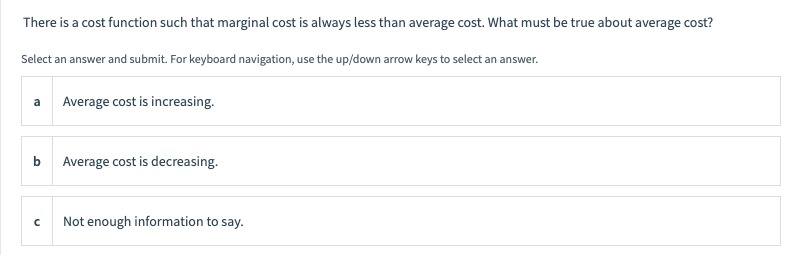 the following? Select an answer and submit. For keyboard navigation, use the