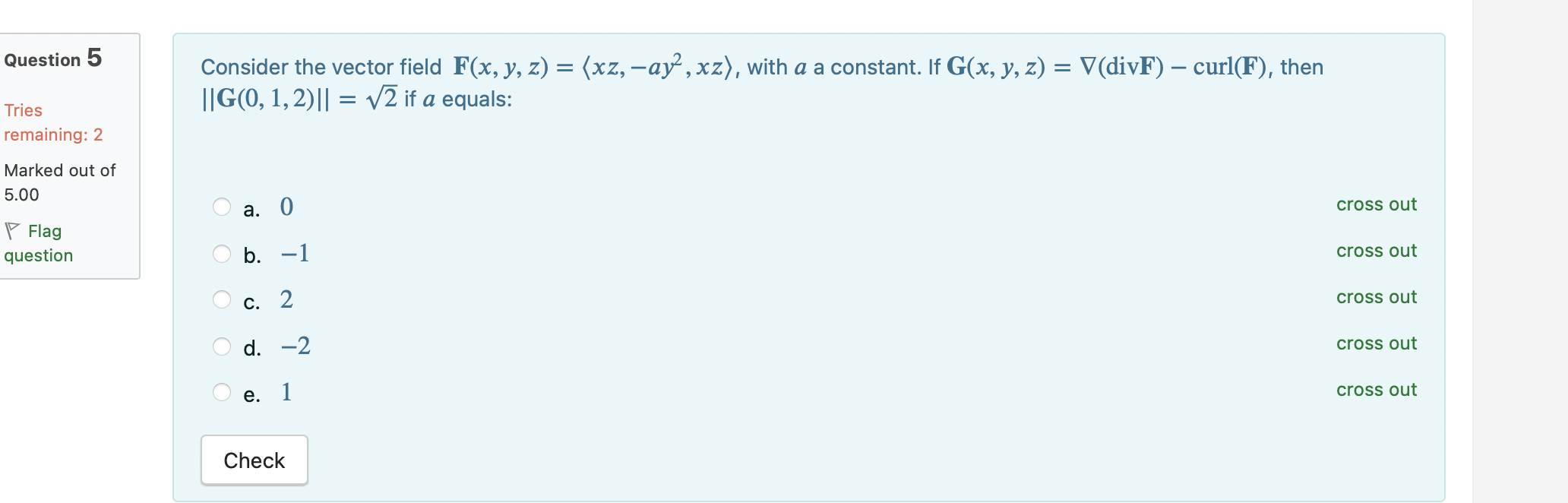 -ay , xz), with a a constant. If G(x, y, z) =