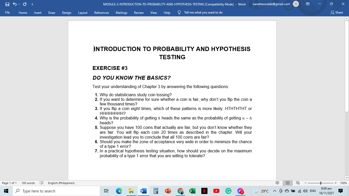 INTRODUCTION TO PROBABILITY AND HYPOTHESIS TESTING and CALCULATING PROBABILITIES MODULE-3-INTRODUCTION-TO-PROBABILITY-AND-HYPOTHESIS-TESTING [Compatibility Mode]