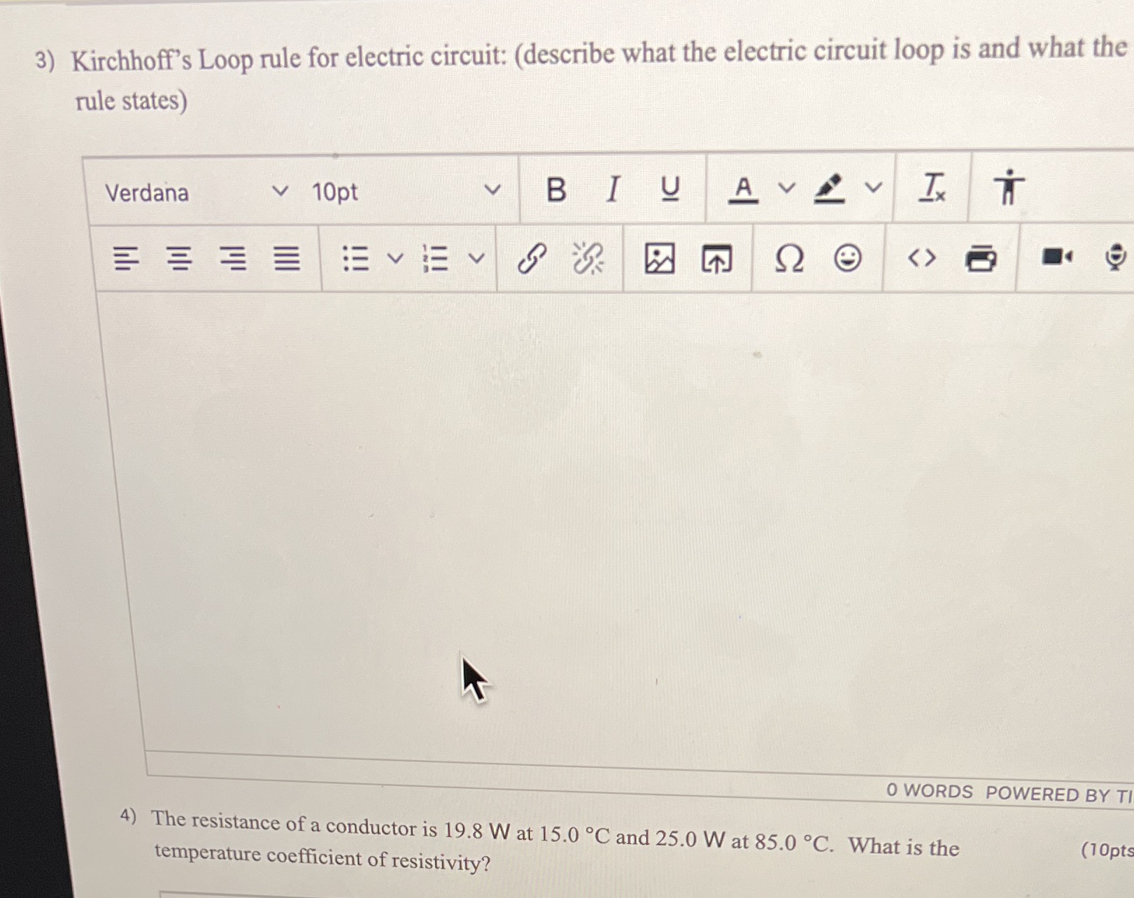 Can you help me answer both questions 3) Kirchhoff's Loop rule for