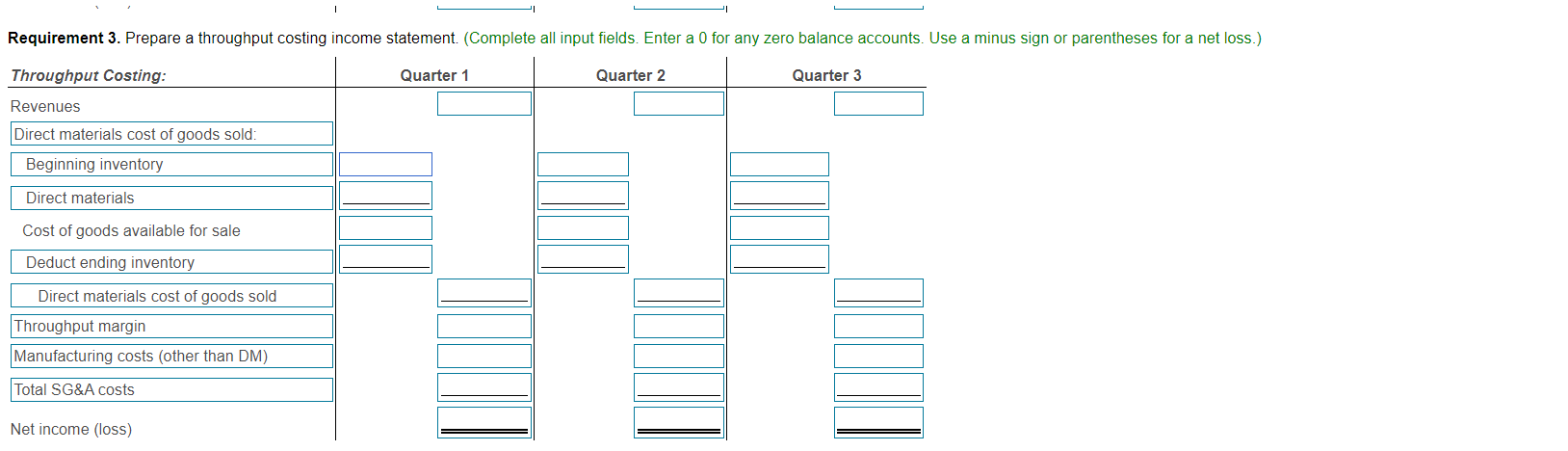 cost information.) Additional information for the first three quarters of 2020 for