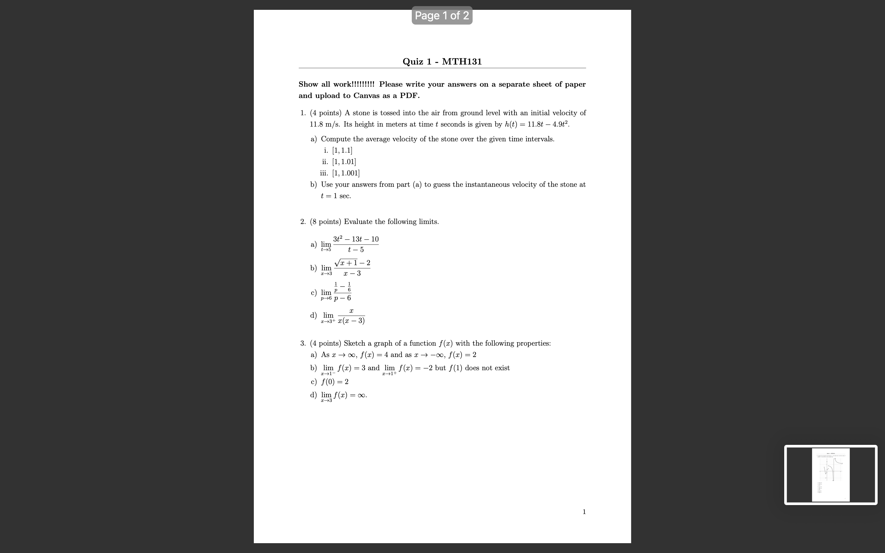 MTH131 Show all worklllllllll Please write your answers on a separate sheet