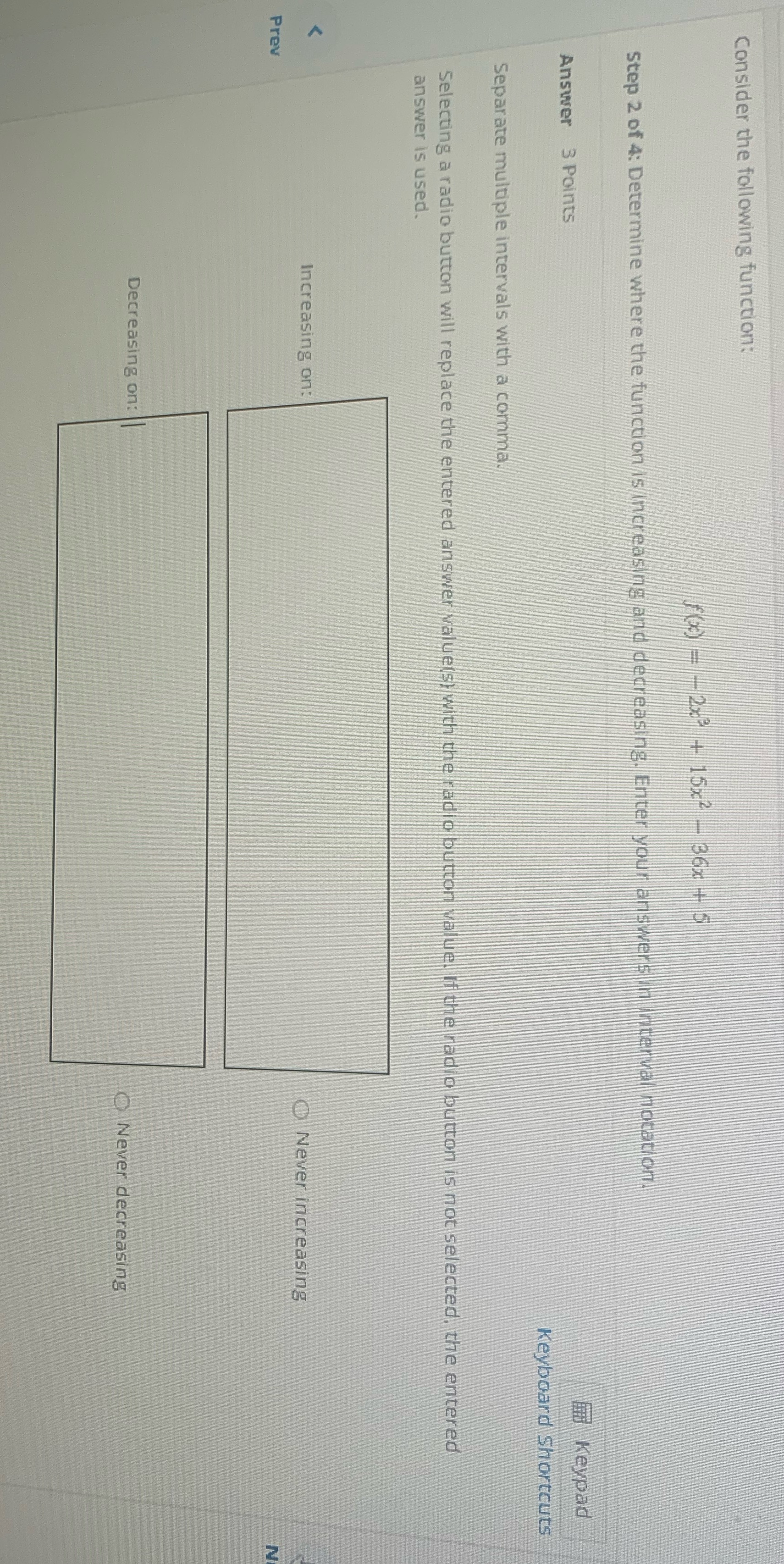  Consider the following function: f () - - 2 8 +