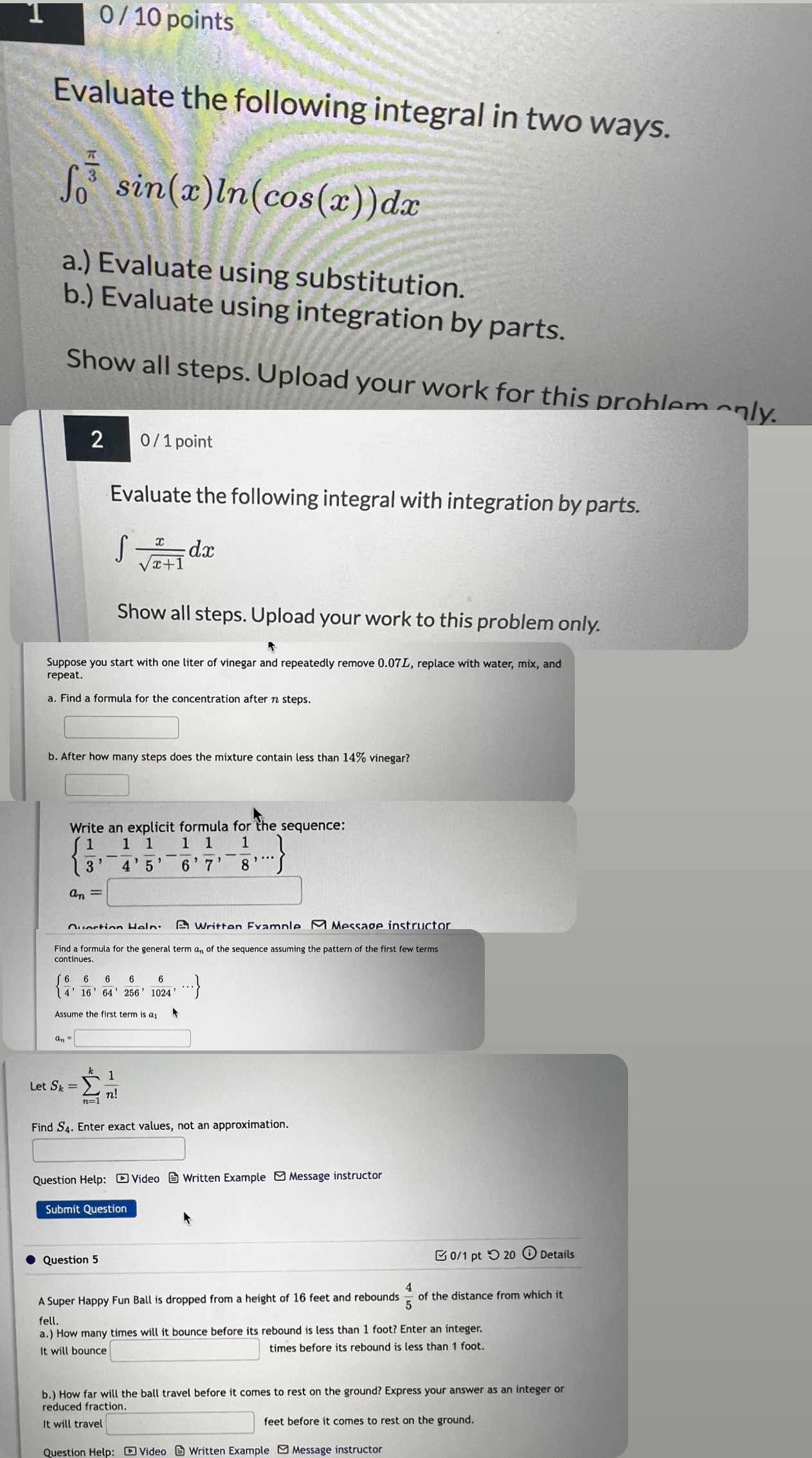  0 / 10 points Evaluate the following integral in two ways.