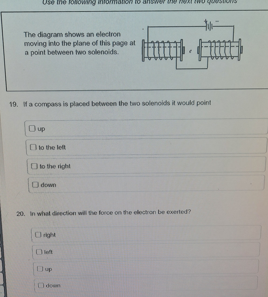 19-20 please help Use the following information to answer the next two