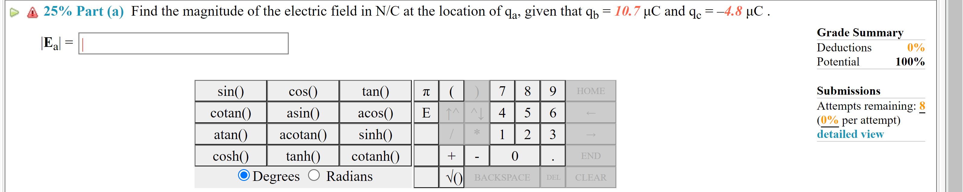 are located at the corners of an equilateral triangle 21 cm on