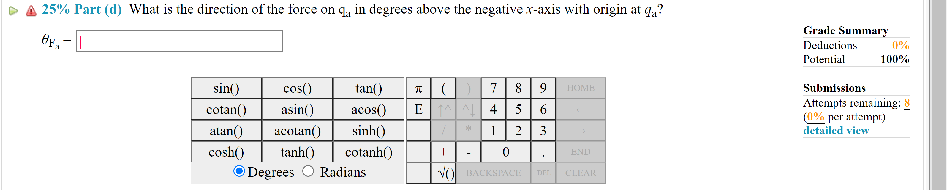 given that qu = 10.7 JC and qc = -4.8 JC .