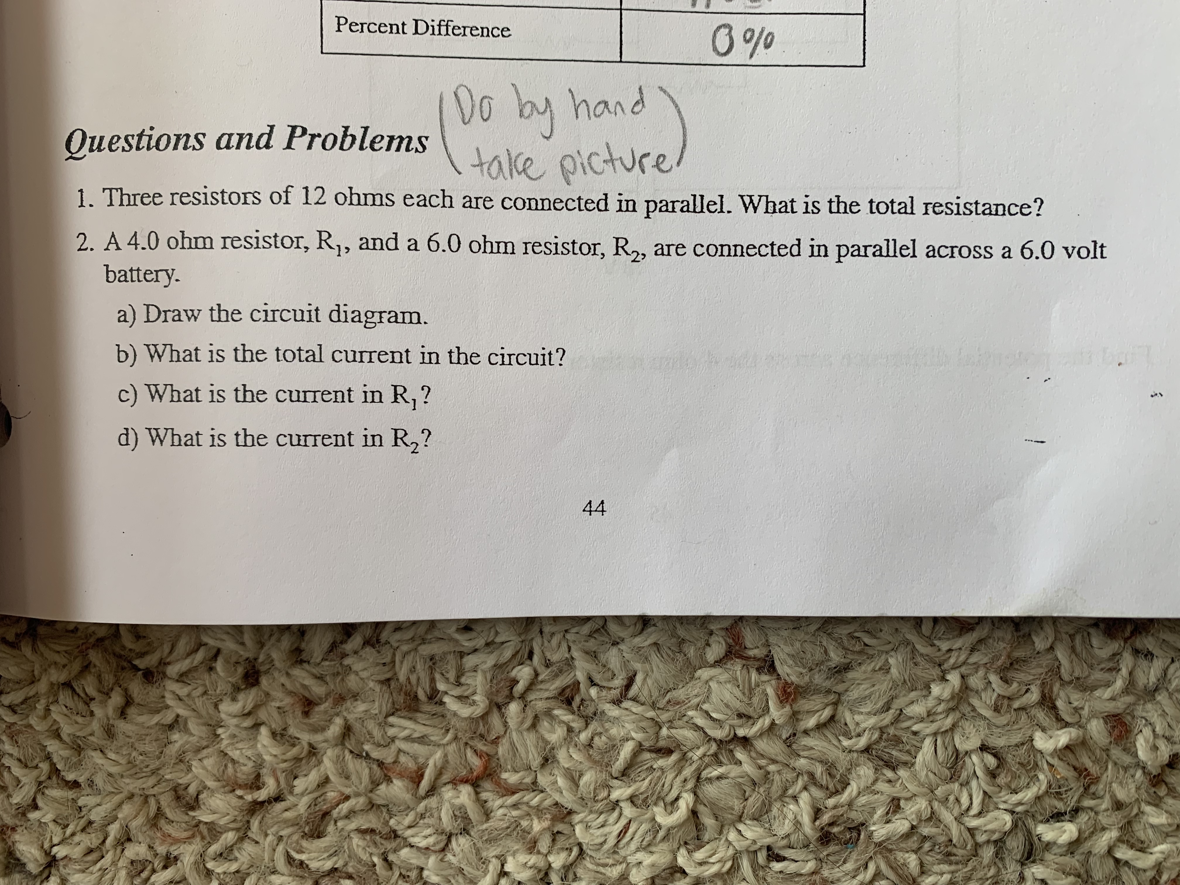 Percent Difference Do by hand Questions and Problems take picture 1.