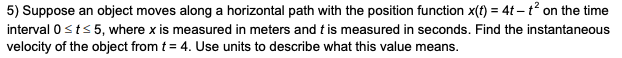 what this value means.4] Suppose an object moves along a horizontal path