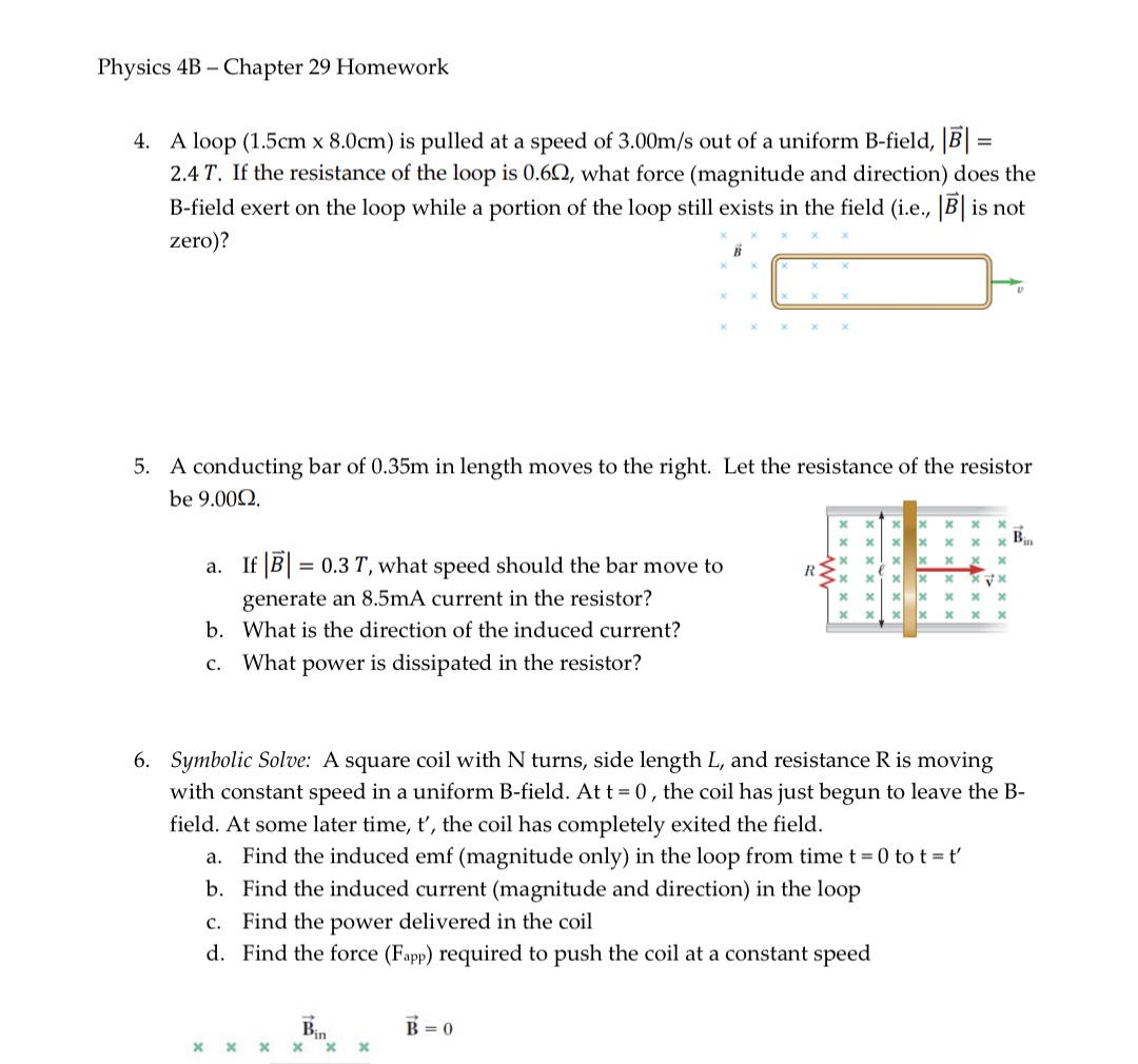  Physics 43 Chapter 29 Homework 4. A loop (1.5cm x 3.0cm)