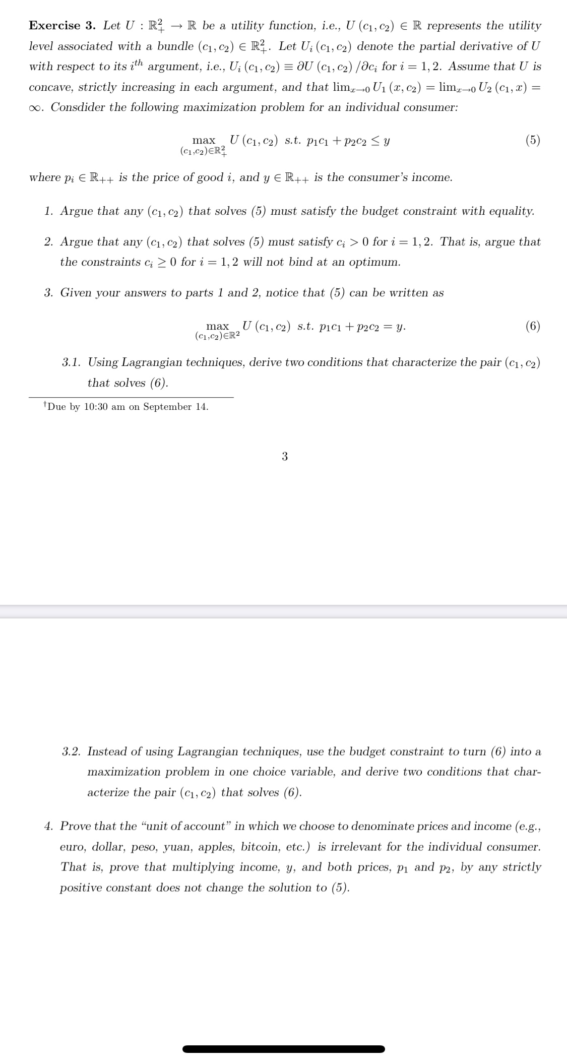 Question 3&4 Exercise 3. Let U : R1 , R be a