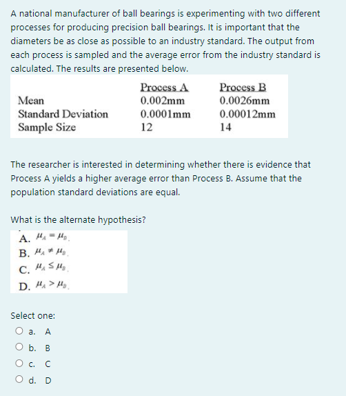 Select one: O a. Four samples are compared at once O b.