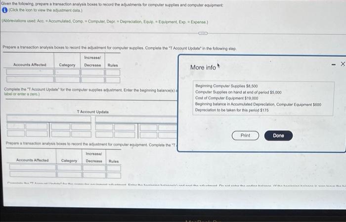 Computer Equipment $19,000 Increase/ Accounts Affected Category Decrease Rules Beginning balance in