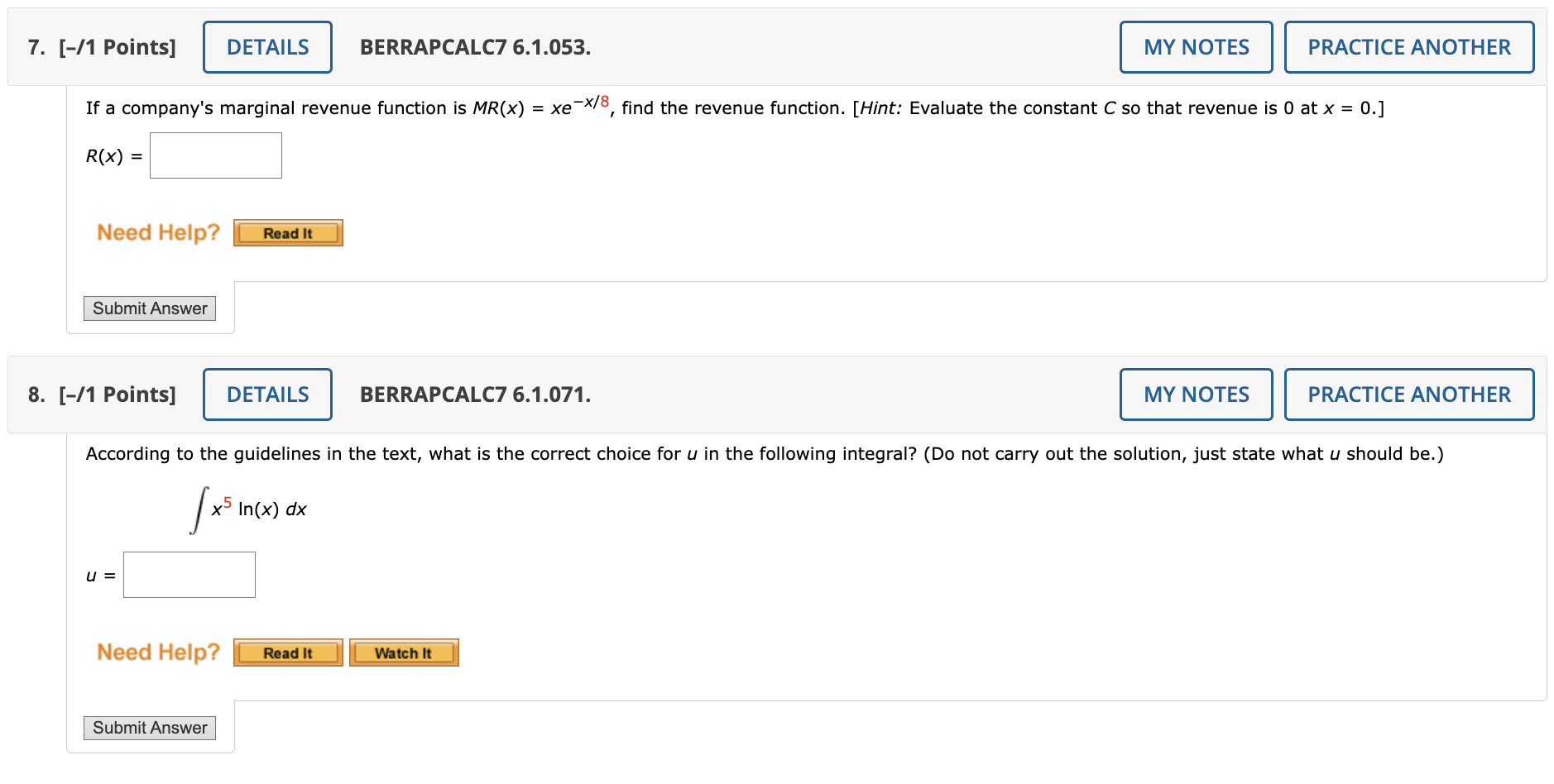 problems 6. [-/1 Points] DETAILS BERRAPCALC7 6.1.049. Derive the formula by using